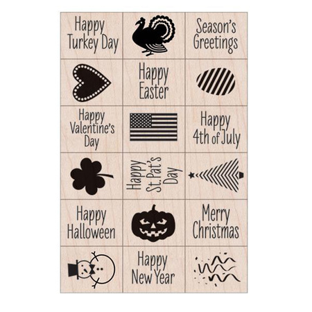 HERO ARTS Ink n Stamp A Year of Holidays Stamps, 18 Pieces LL809